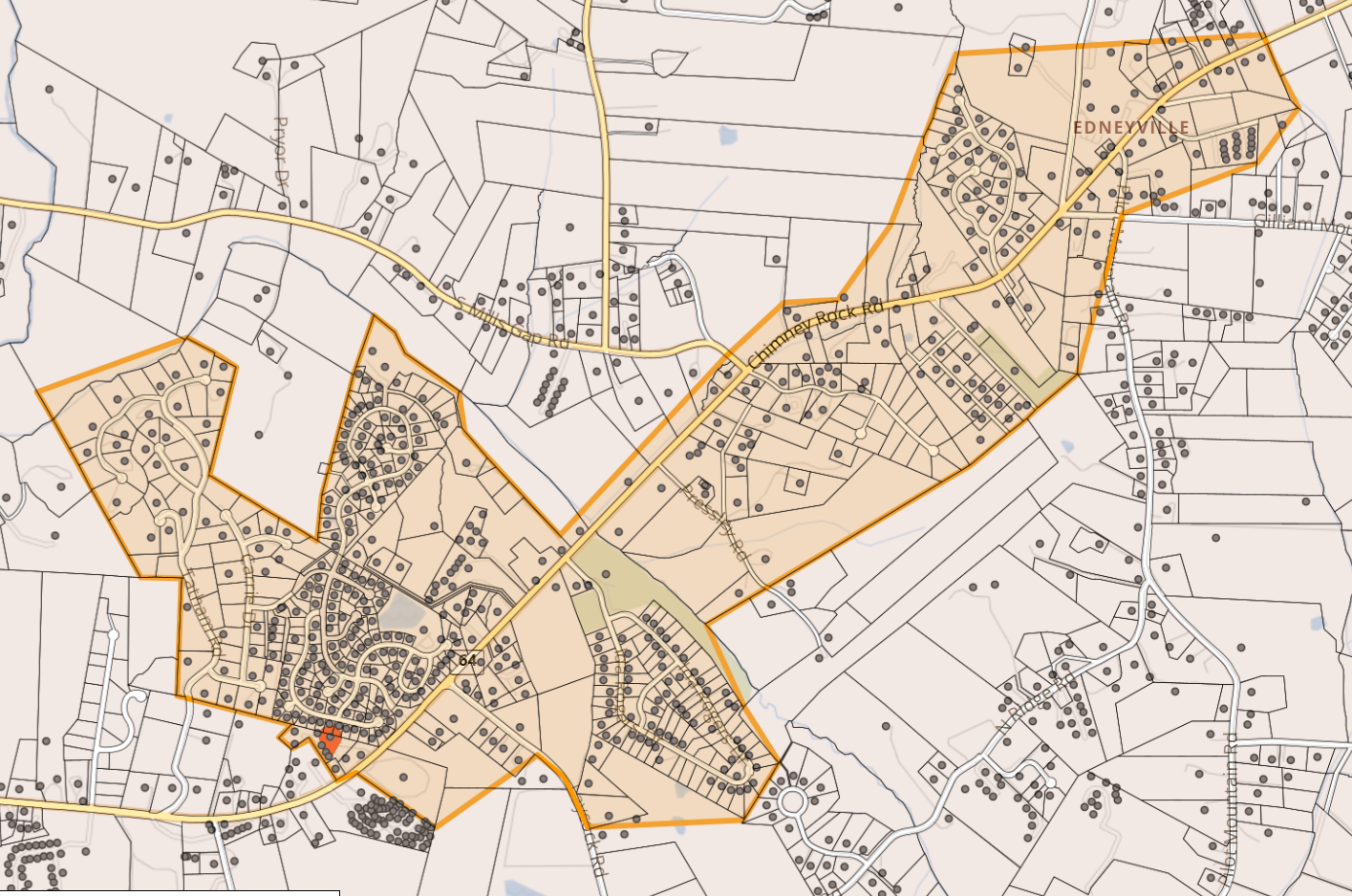 Map of Chimney Rock Rd in Edneyville
