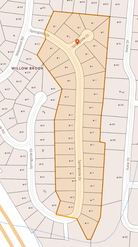 Map of Springside Dr and N Springside Ct area in Hendersonville Map of Springside Dr and N Springside Ct area in Hendersonville