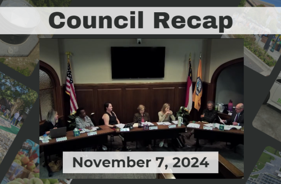 City council members sit together during a council meeting at Dias. 