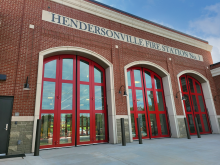 red bay doors at a fire station