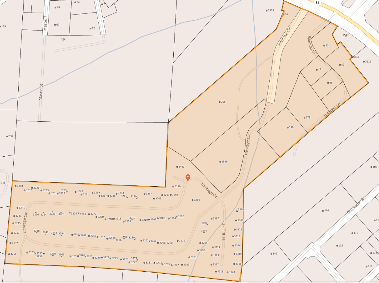 Map of the Heritage Circle area of Hendersonville NC