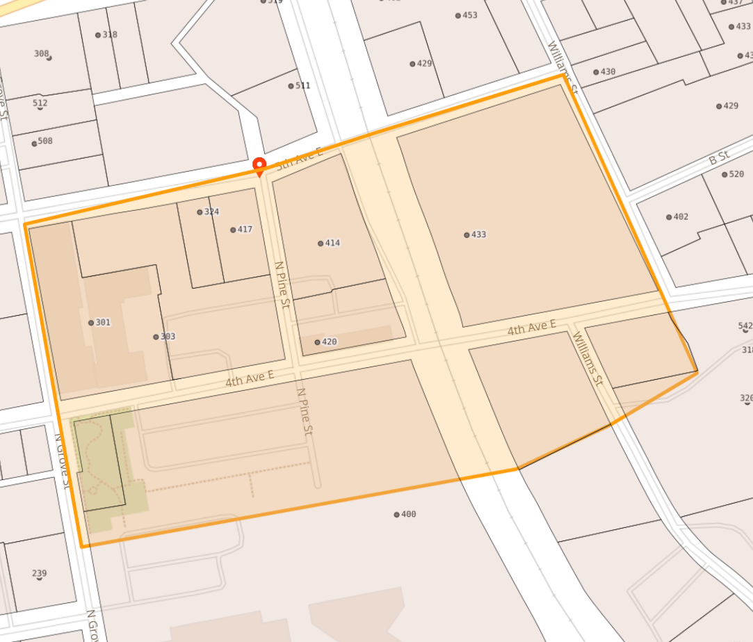 Map of 4th Ave E and N Pine St in Hendersonville Map of 4th Ave E and N Pine St in Hendersonville