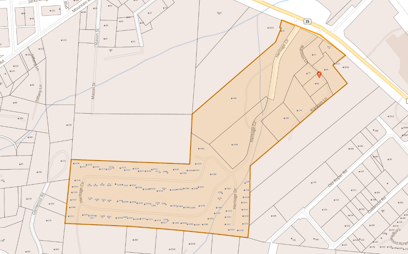 Map of Heritage Circle and Riannon Ln area in Hendersonville Map of Heritage Circle and Riannon Ln area in Hendersonville