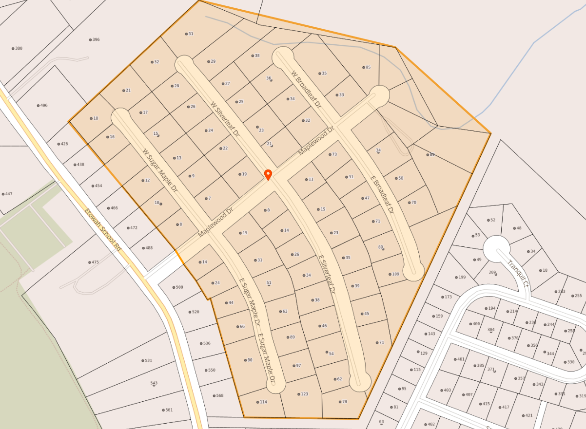 Map of Maplewood Dr area in Etowah Map of Maplewood Dr area in Etowah