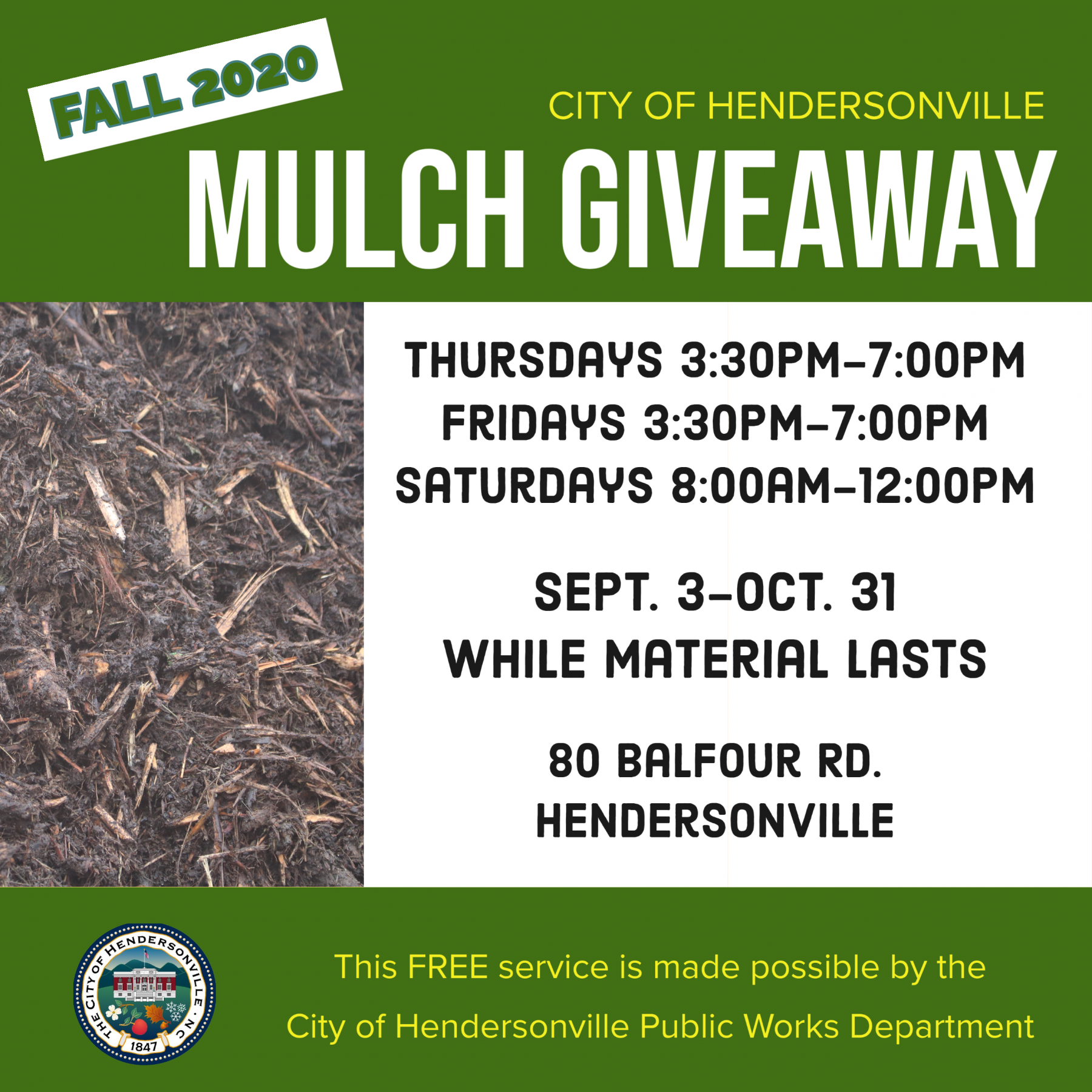 Fall Mulch Giveaway Until Oct. 31 / Bulk Leaf Collection Begins Oct. 19 ...