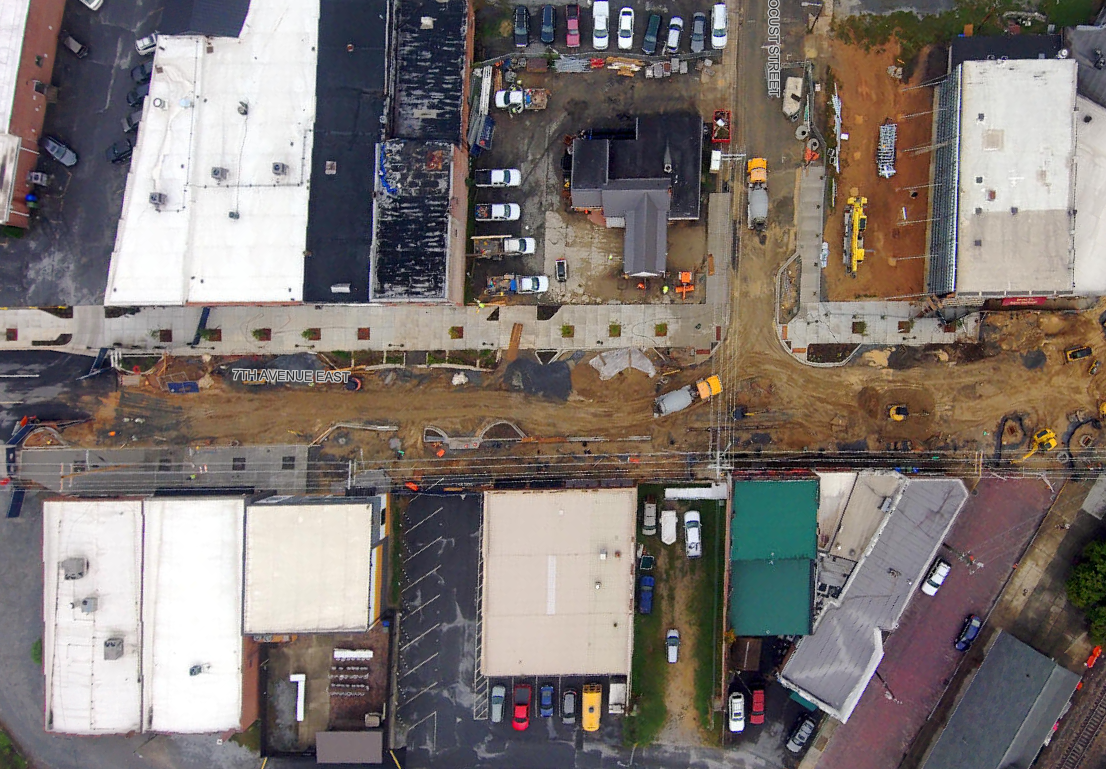 Aerial Shot of 7th Avenue Streetscape from Sept 24